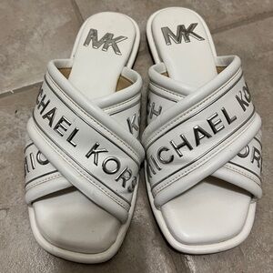 Michael Kors White Sandals with Silver Details